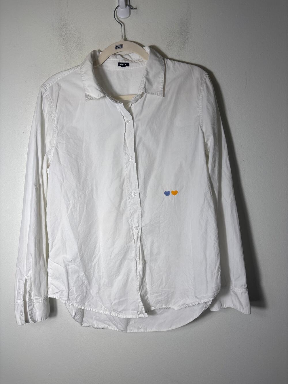Monrow White Long Sleeve Button Up Cotton Shirt Sz M